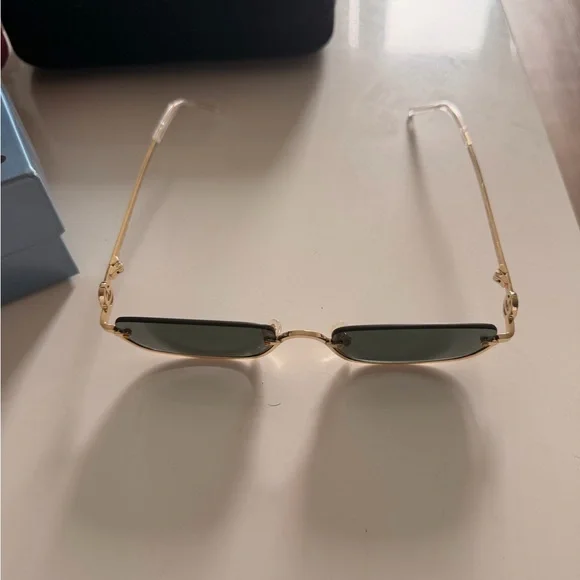 Gucci Gold Sunglasses with Dark Green Lenses - Picture 7 of 7